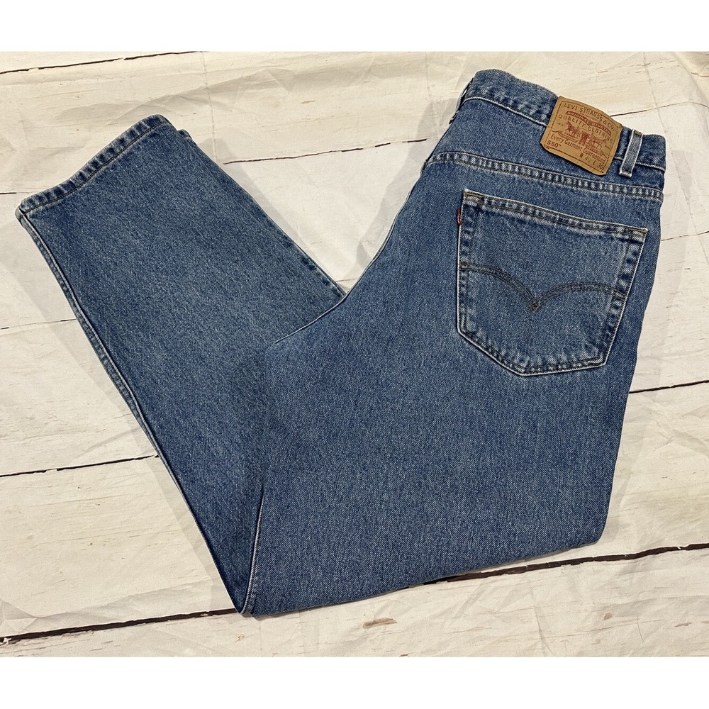 Vintage 1990's Levi's 550 Jeans USA Zip Fly Relaxed Fit Light Wash W40 L30